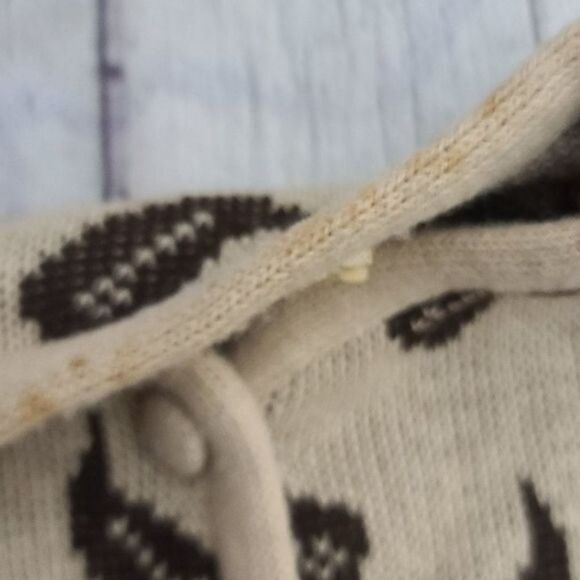 Vintage 50s Norway Knits Tan Leaf Sweater Cardigan - Picture 6 of 15